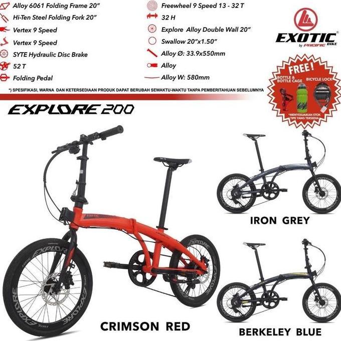 Sepeda Lipat Exotic EXPLORE 200 Alloy 9 Speed Rem Hidrolik