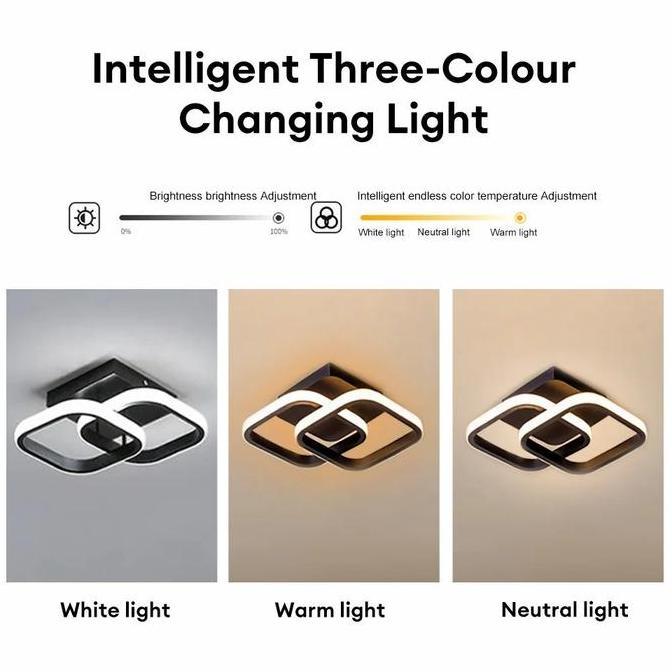 Lampu Plafon Minimalis Modern Lorong Lampu Gantung Hias Ring 24W 3 Warna Ruang Tamu Kamar Tidur PVC 