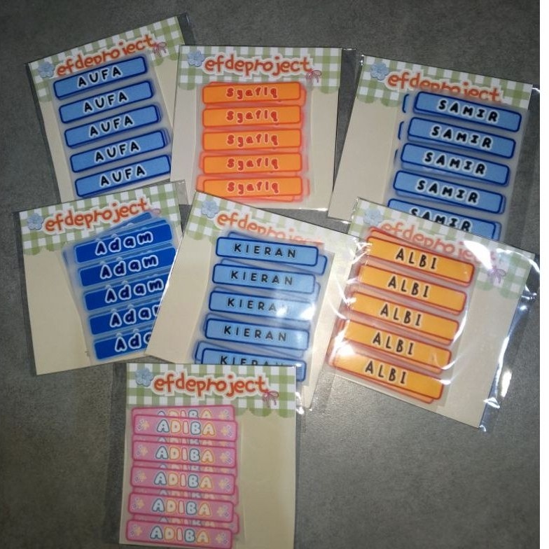 Sticker DTF Sablon label nama