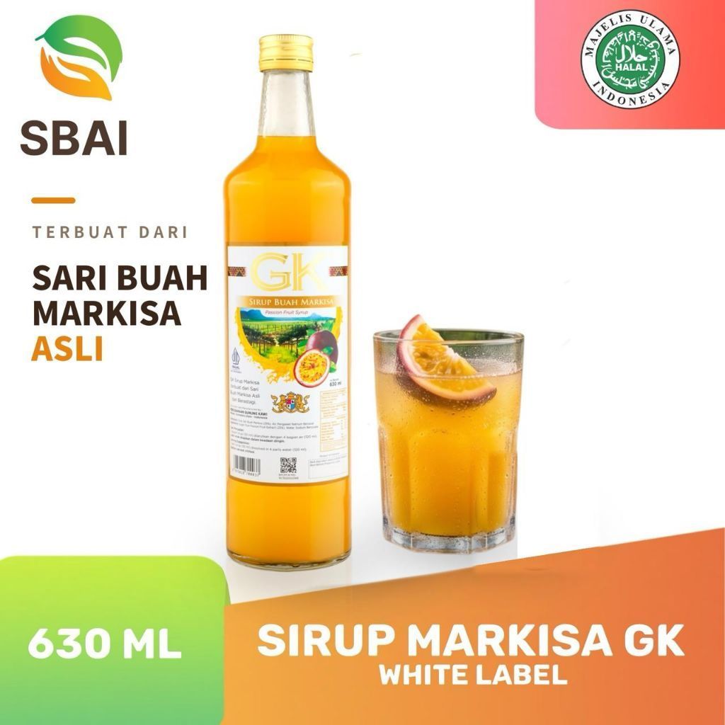 Sirup Markisa Asli Medan GK White Label Halal - Sirup Markisa Asli 100% l Minuman Buah Segar 630 ml