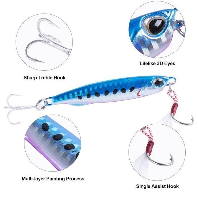 Umpan Buatan Payet Logam Lempar Pancing Laut Tenggelam Sendok Jigging 40/60G Umpan Bass Jigging Cor 
