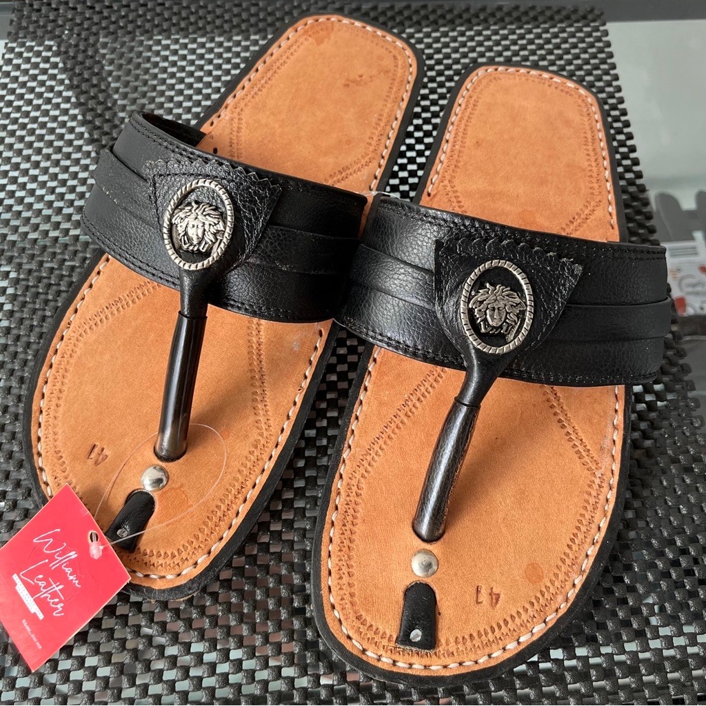 sandal terompah kulit karet asli