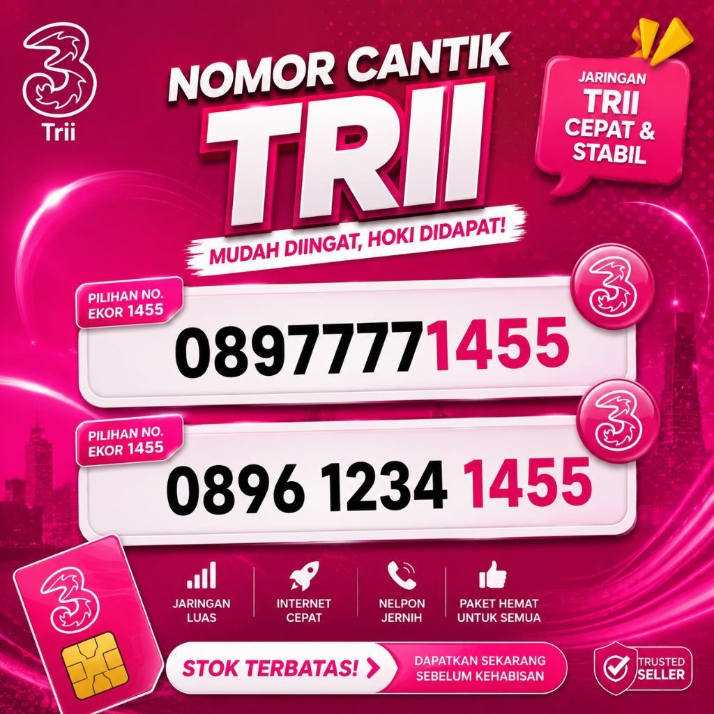 NOMOR TRI 3 EKOR 1455 | NOMOR CANTIK MUDAH DIINGAT