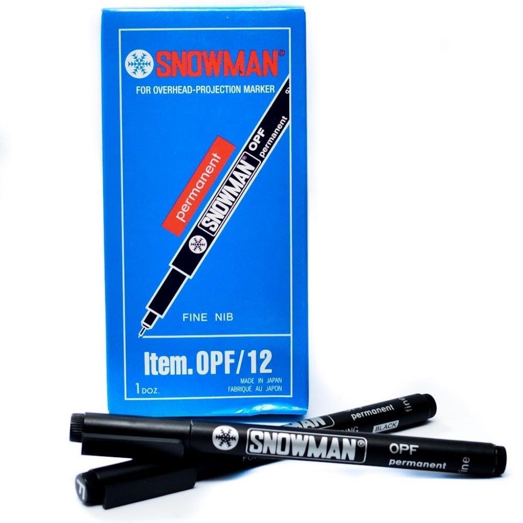 [PER PCS] SPIDOL PERMANENT OHP MARKER F SNOWMAN HITAM / SPIDOL OPF 12 / SPIDOL OHP F HITAM SNOWMAN P
