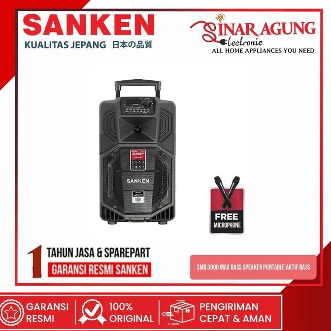 LOGPEF SANKEN SMB-3600 MAX-BASS SPEAKER PORTABLE AKTIF BASS KENCANG BATERAI TANAM - GARANSI RESMI