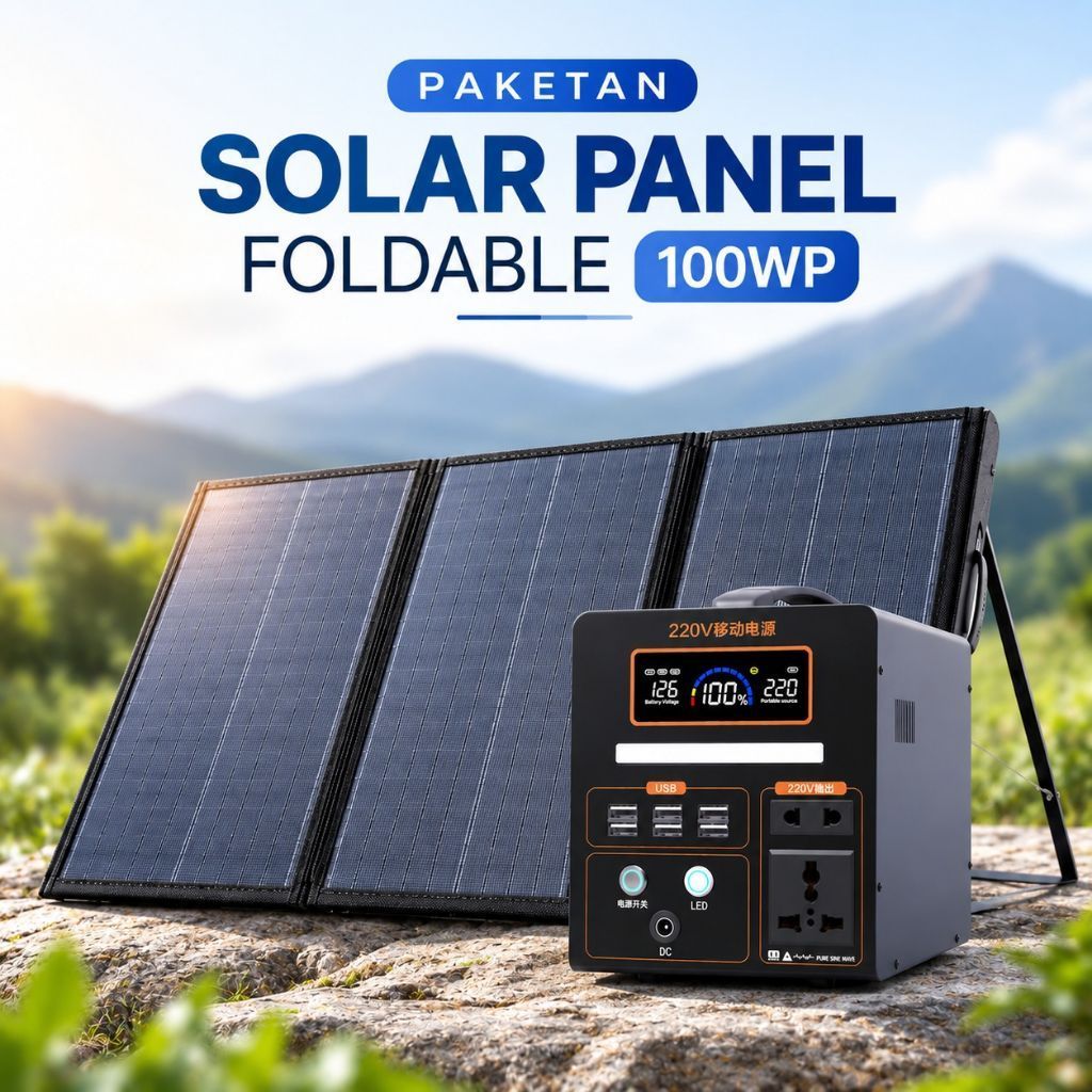 Paket Solar Portable Power Station+100wp Cell Portable Mesin Listrik Genset Camping Power Supply out
