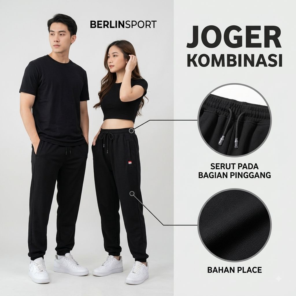 CELANA JOGER JOGGER TRAINING SANTAI KARET HYPEBEAST PRIA COWOK DEWASA 3/4 PANJANG HITAM