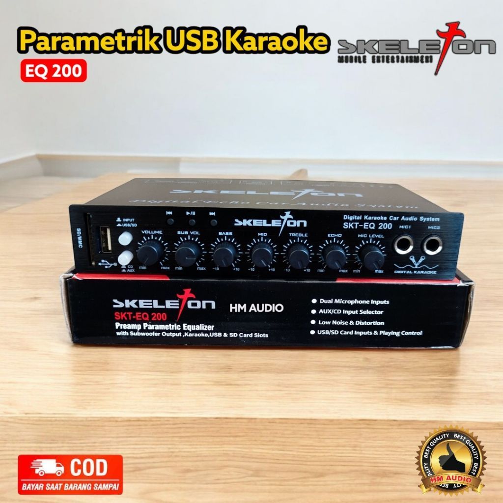 parametrik equaliser skeleton eq-200 usb buat mobil,rumahan,miniatur