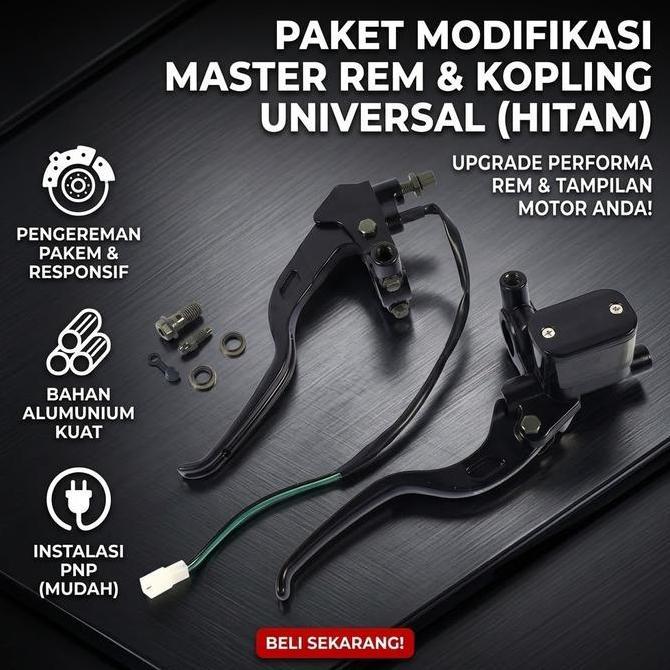 EZVECHE Master Rem Kopling Set Hitam Modifikasi Motor Performa Pengereman Maksimal PNP Universal Bea