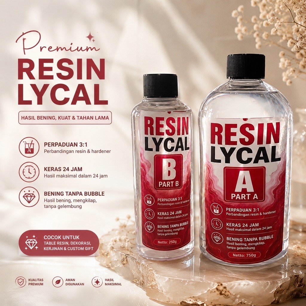 Resin Bening Lycal Keras 1011  - Resin lycal Bening + Hardener