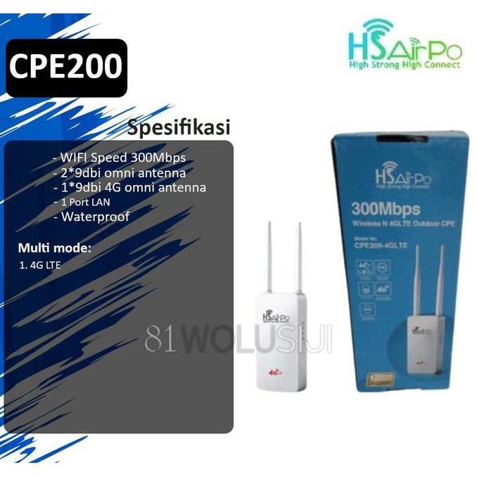 TERBARU - HSAirpo CPE200 modem 4G LTE Wireless N 300Mbps  2.4Ghz Modem Outdoor Router