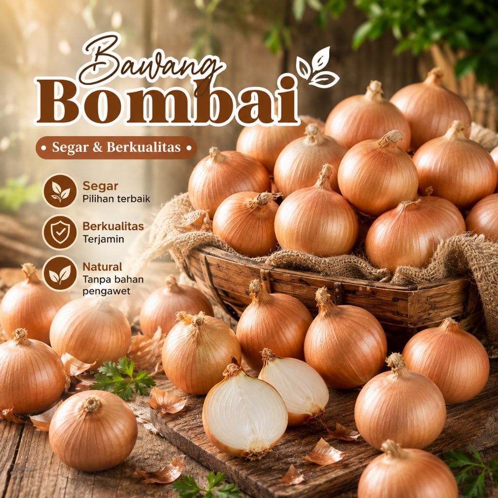 Bawang Bombay Segar 1kg - Bawang Merah Segar, Berkualitas Tinggi, Siap Digunakan