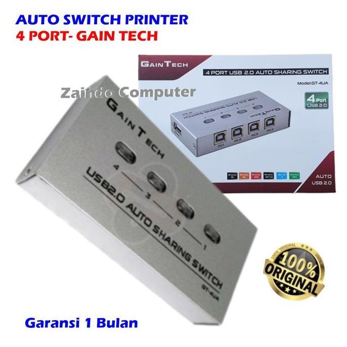 TERMURAH - SWITCH PRINTER AUTO GAINTECH USB 1-2 AUTO GAINTECH AUTO SWITCH PRINTER 4 PORT GAIN TECH /