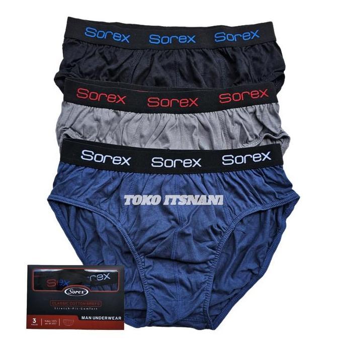 DV4 - Cd Pria Sorex M 3007 Katun Karet Boxer Isi 3pcs | Celana Dalam Cowok Sorek Berkualitas