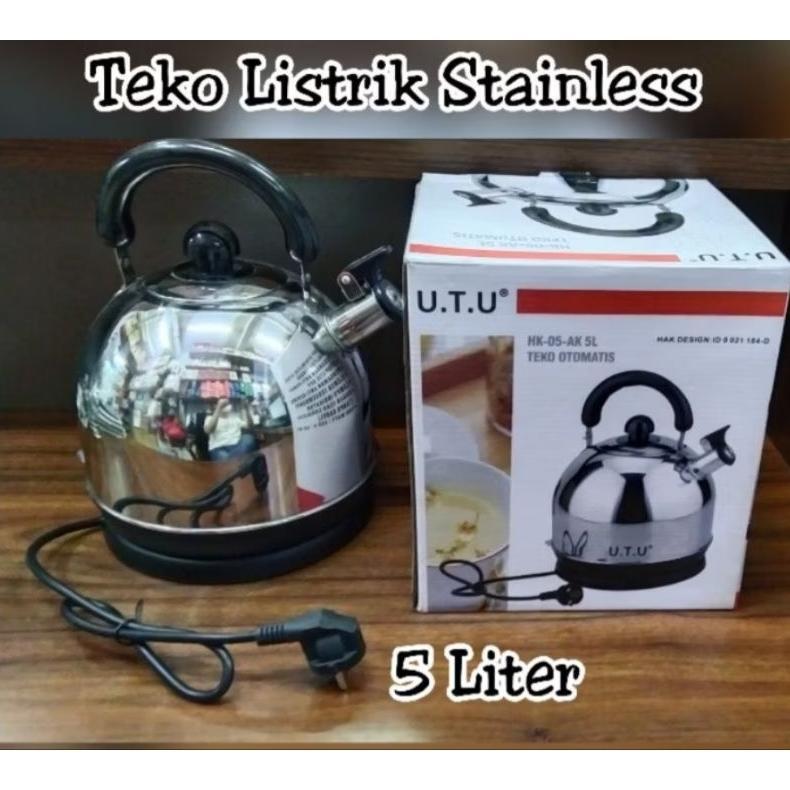 New U.T.U Teko Listrik Stainlees Steel 5 Liter Teko Listrik Utu 5 Liter Utu Elecktric Kettle 5 Liter