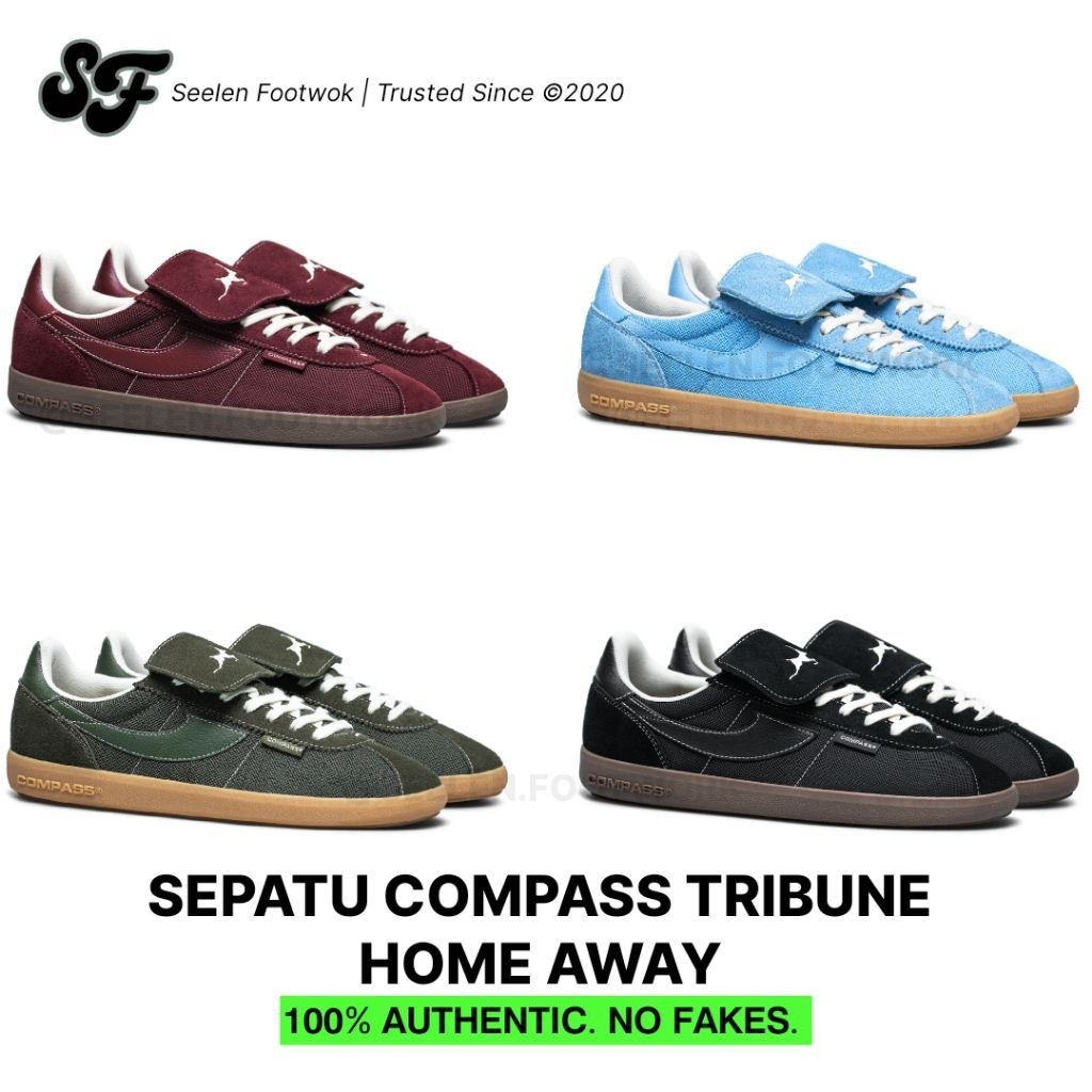 [ORIGINAL] Sepatu Compass Tribune Home Away Black Maroon Olive Ocean - Sneakers Nyaman empuk Pria Wa