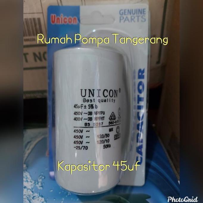 KAPASITOR KABEL POMPA AIR CAPASITOR KABEL 45UF UNICON DISKON