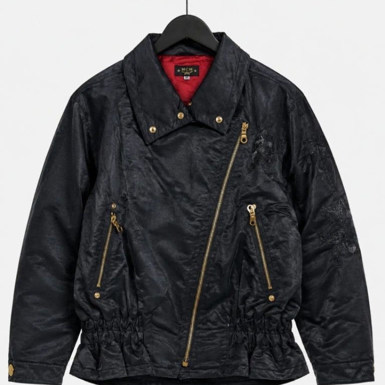 MCM - Jaket Vintage Jaket Biker Pria Hitam Size L