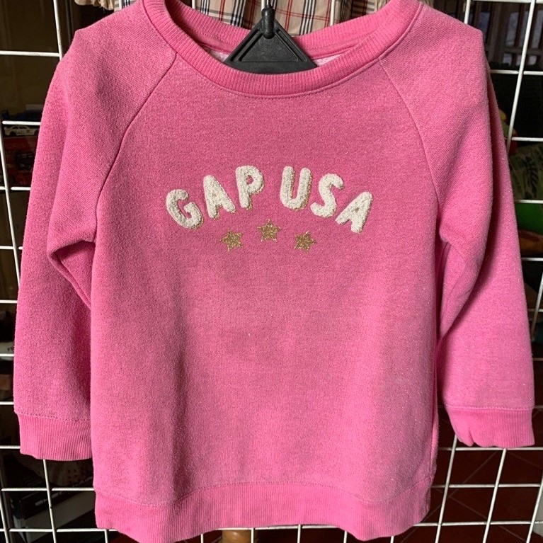 Crewneck Anak Cewek Baby GAP USA Pink Glitter Size 3 Years Second Original LD64 P44