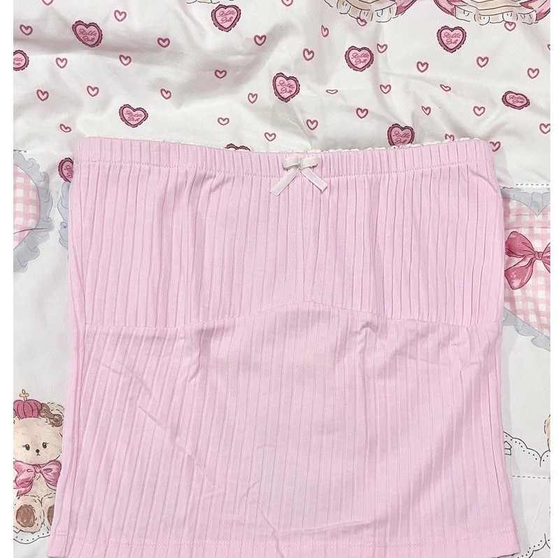 aesthete yourlife callie lace milkmaid pink tube top coquette