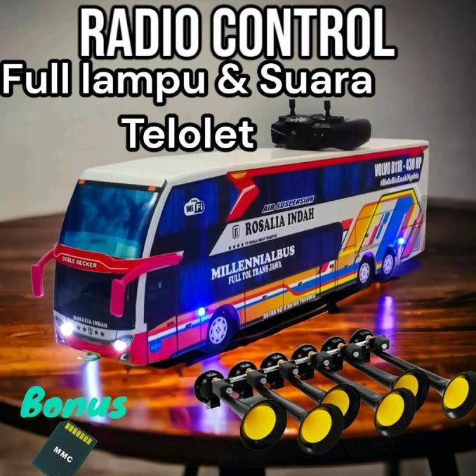 Miniatur Bus Rosalia Indah SDD RC Suara Telolet Basuri Hadiah Lampu Led Remot miniatur bus telolet b