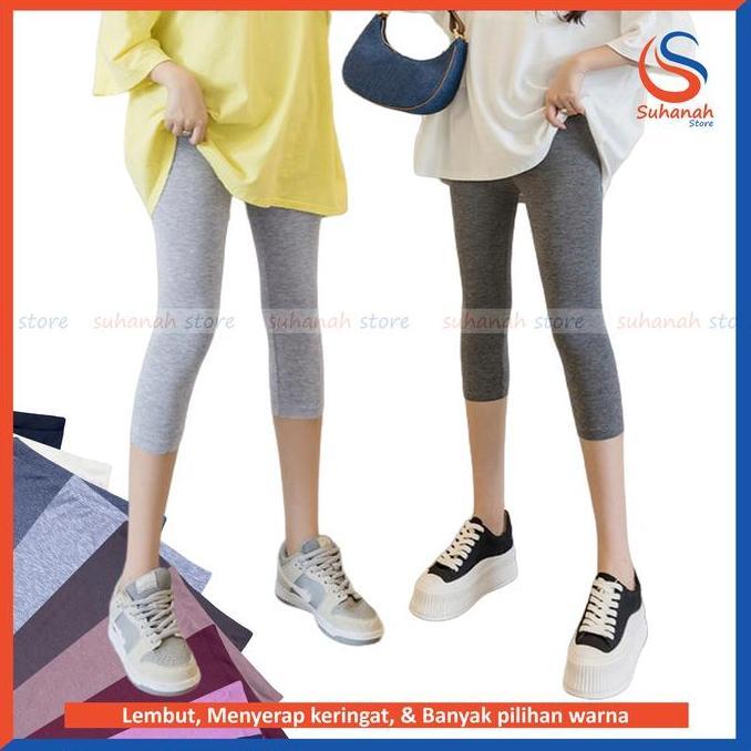 DB209 - Legging Pendek 3/4 Kaos / Celana Legging Pendek Selutut Wanita Bahan Kaos Rayon Soft Size Su