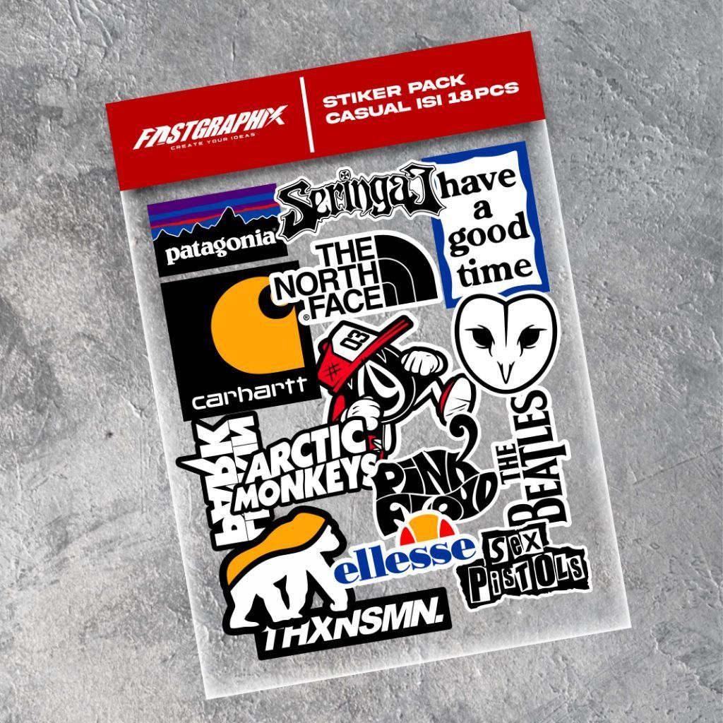 Stiker Logo Brand Lokal 18pcs Anti Air Aesthetic