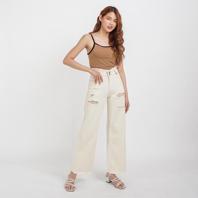 DF251 >> Jeans 7153 RIPPED JEANS CREAM