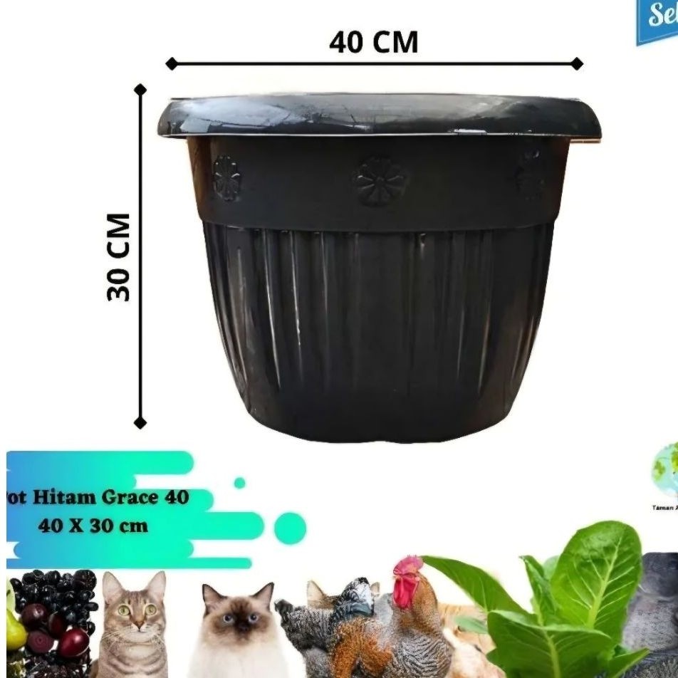 Pot 40 cm Hitam KUAT MURAH Tambulapot