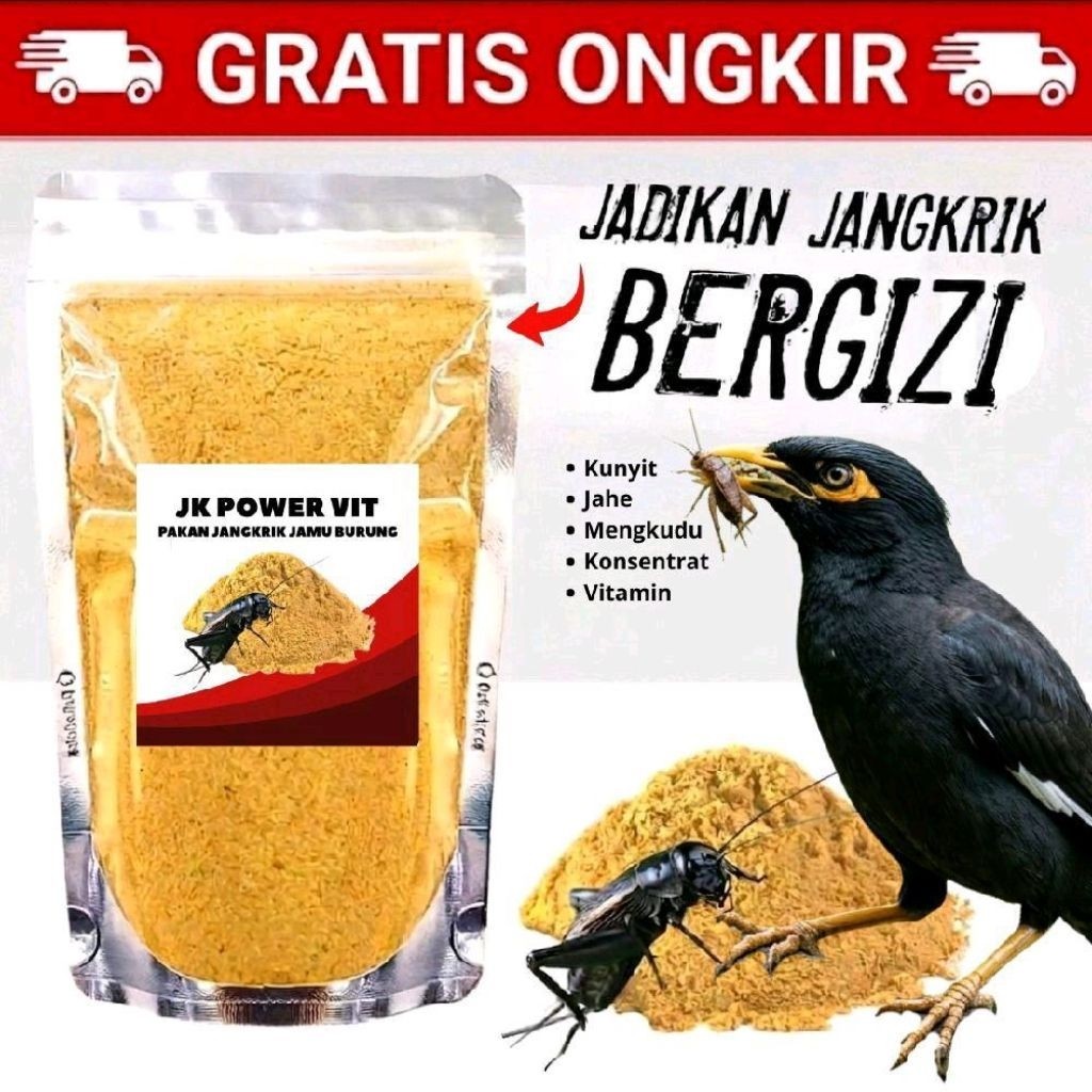 Pakan Jangkrik JK Power VIT Jamu Burung Kunyit Jahe Mengkudu Vitamin Jalak
