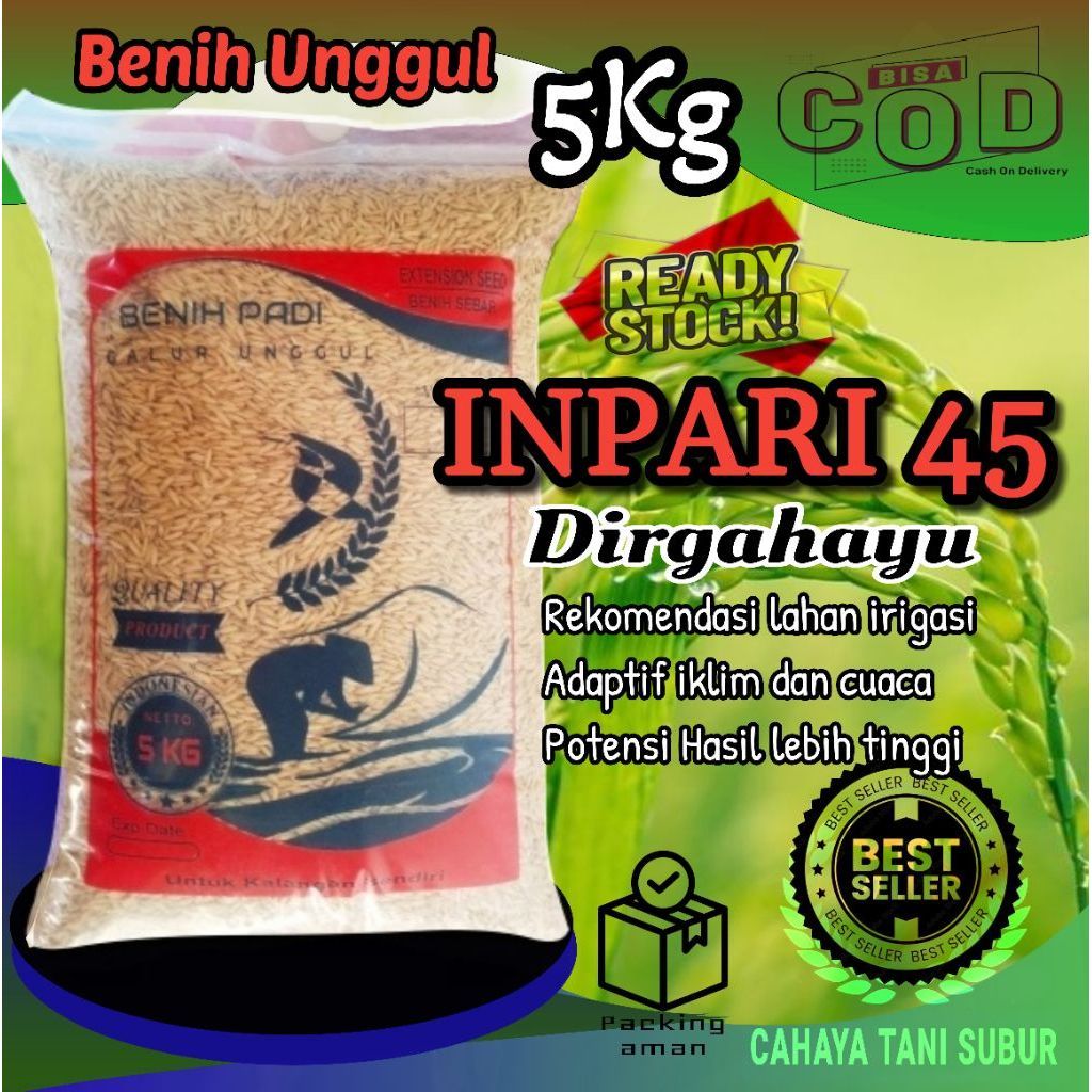 Inpari 45 Dirgahayu Benih padi galur unggul Bibit super (5kg)