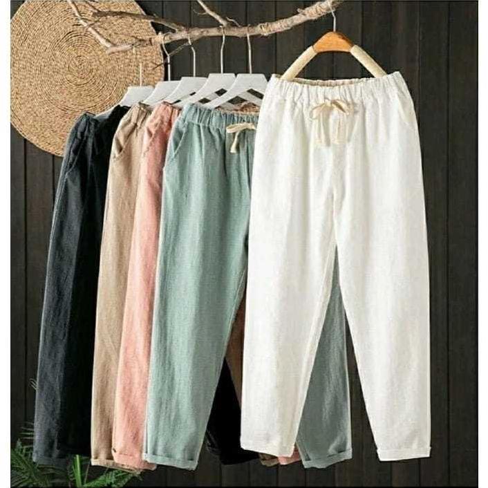 Paling Dicari Celana Wanita Katun Linen 7/8 Korean Style Corapants Terbaru