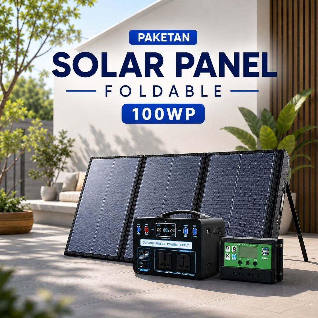Paket Portable Power Station+ 100wp Solar Panel Mesin Listrik Genset Camping Supply outdoor Big Powe
