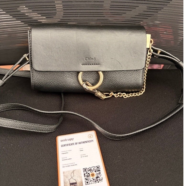 Authentic Preloved Tas Branded Chloe Faye Mini Calfskin Bag Hitam Black