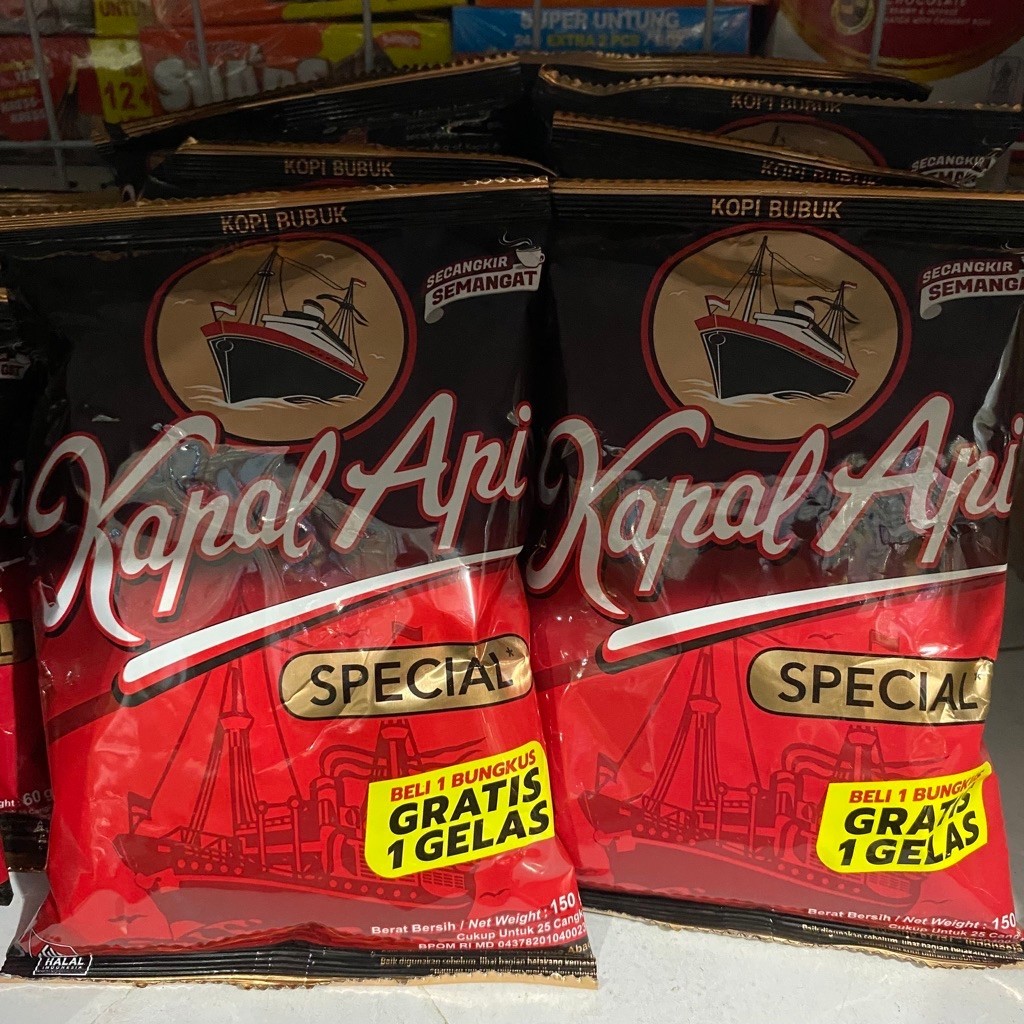 [FREE GELAS] Kopi Kapal Api - Kopi Hitam Bubuk Kapal Api Special - Rendah Gula Aroma Nikmat