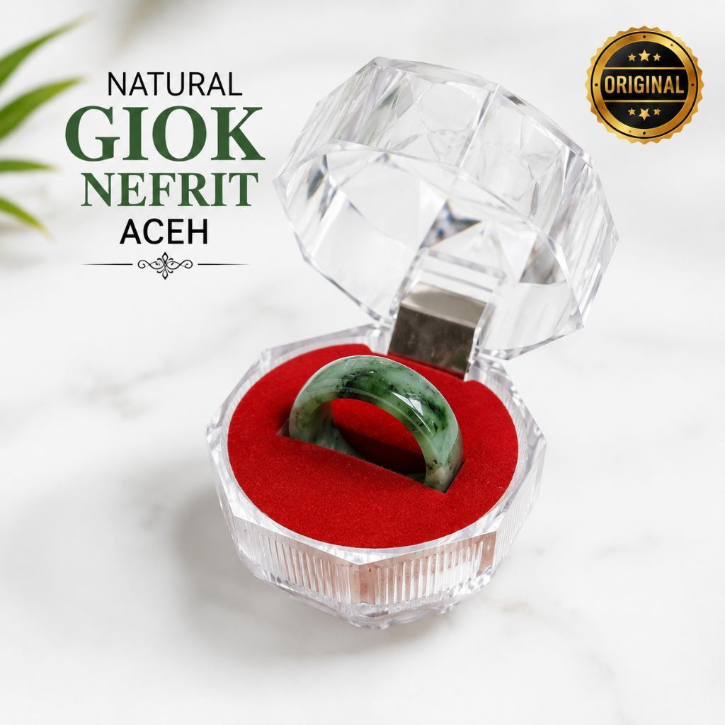 Ring Cincin Giok Nefrit Jade Aceh Model Flat