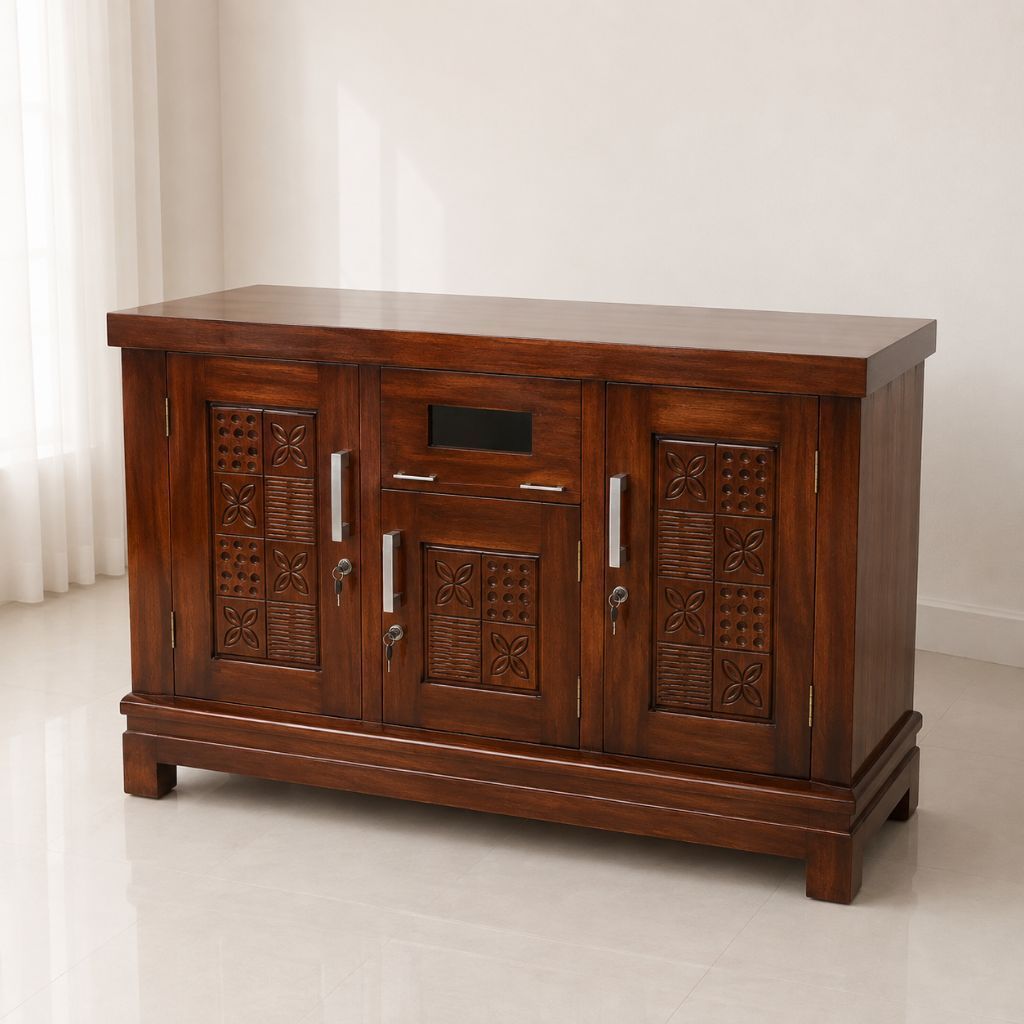 buffet tv minimalis kayu jati 120 cm