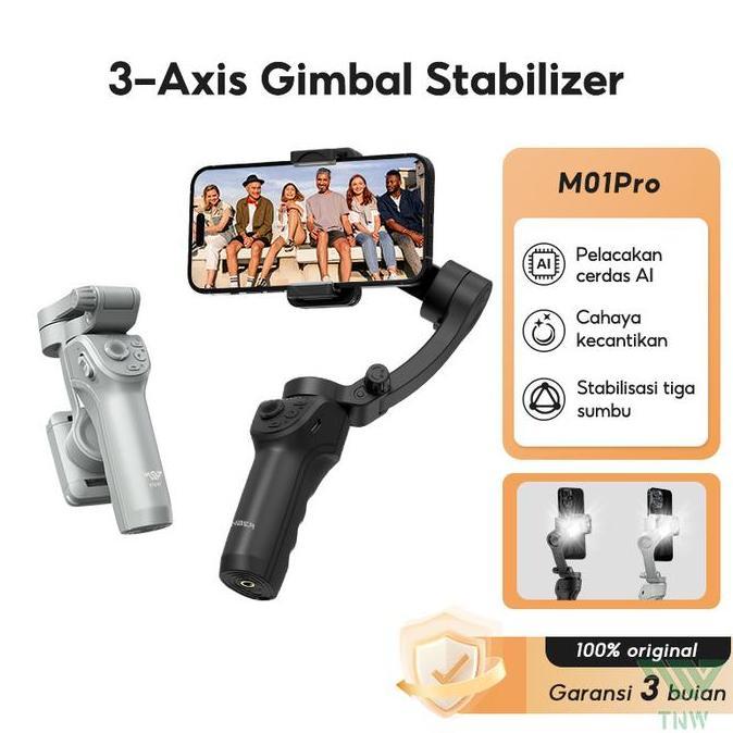 TERMURAH - TNW-LINBER M01 PRO Gimbal HP 3 Axis Gimbal Stabilizer Dengan Auto Face Tracking Smartphon