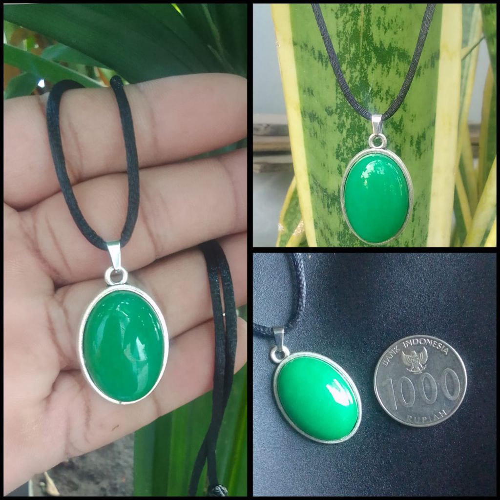 KALUNG SUTRA CHINA BANDUL BATU GIOK HIJAU 25mm ORIGINAL BATU ALAM