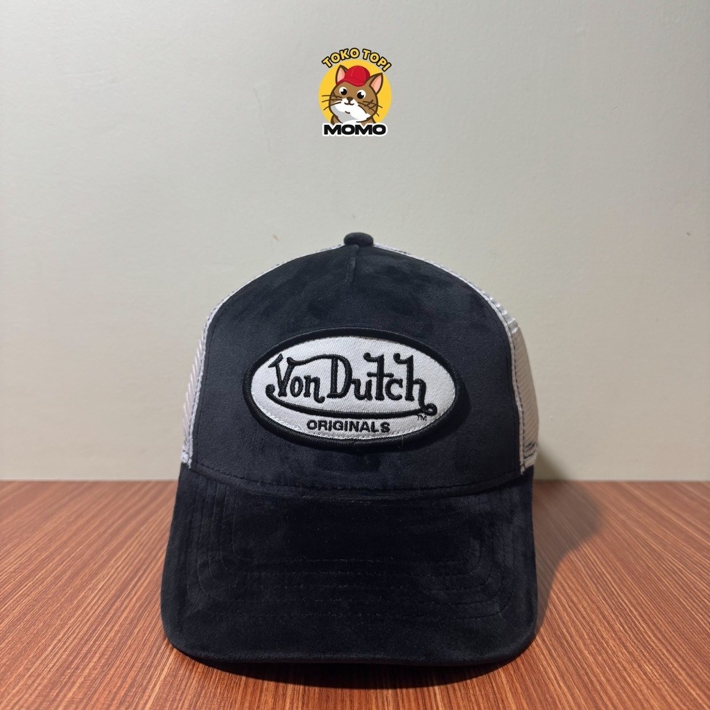 Trucker Hat Von Dutch USA Velvet Black White