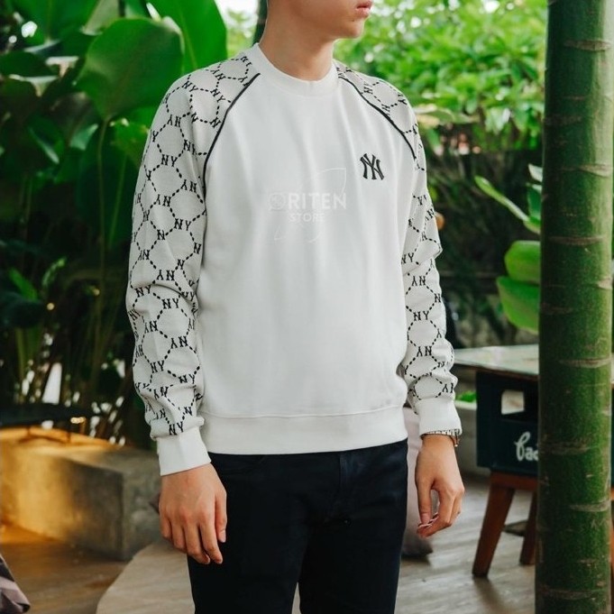 MLB Korea NY Jacquard Dia Monogram Sleeve Sweater White Original