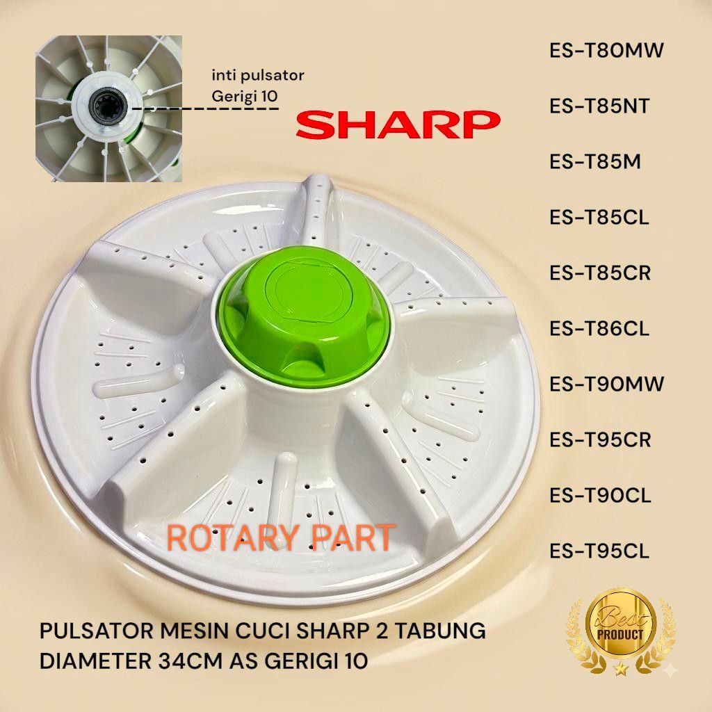 Pulsator Sharp 34CM Gerigi 10 Mesin Cuci 2  Tabung ES-T80MW ES-T85NT ES-T85M ES-T85CL
