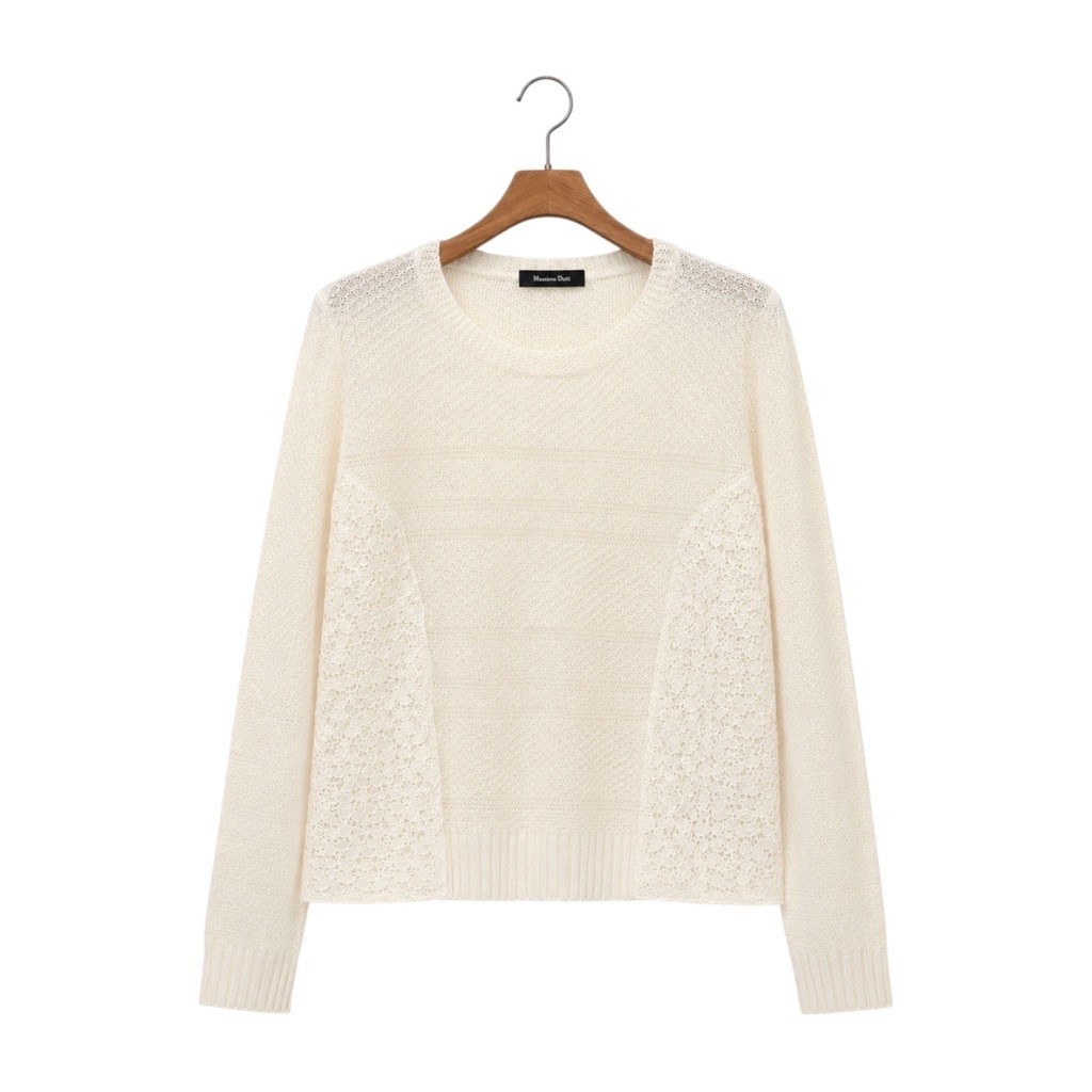 (S) Sweater Cotton Lace Detail Massimo Dutti