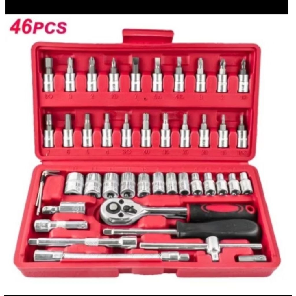 Kunci Sok 46 Pcs Set Lengkap dengan Baja Vanadium Tahan Karat