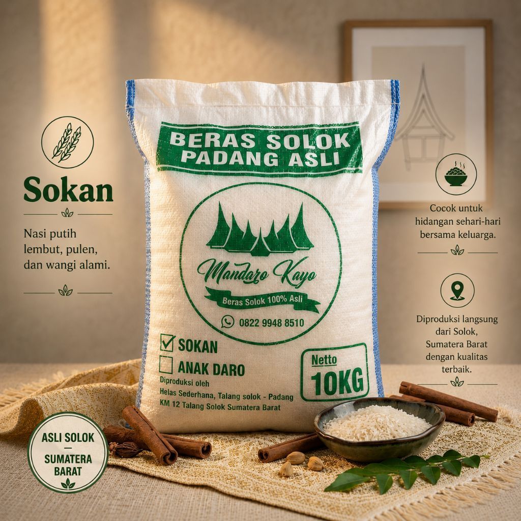 Beras Solok SOKAN 10kg - Bareh Solok Premium Sumatera Barat - Beras Padang
