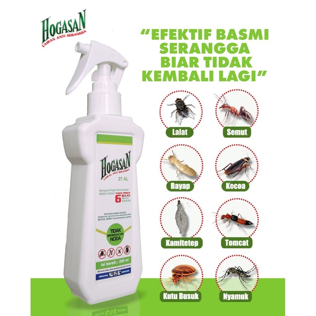 Hogasan anti serangga/anti semut/anti kecoa/anti rayap/anti tungau/anti kutu/anti nyamuk/anti lalat