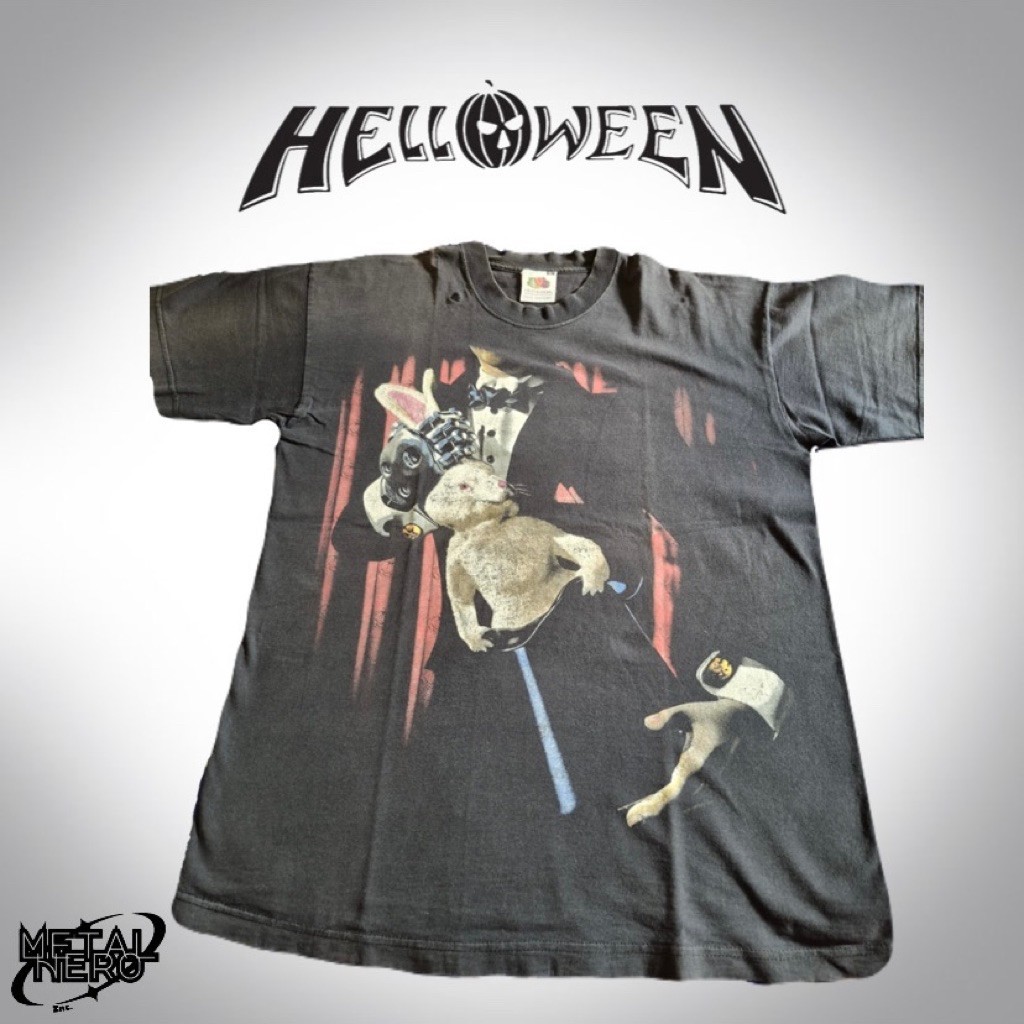 OFFICIAL HELLOWEEN – RABBITS ON THE RUN TOUR USED BLACK T-SHIRT