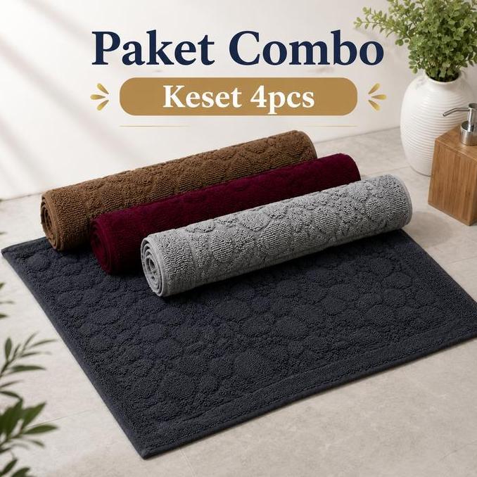 Vv75 Paket 4 Keset Kamar Mandi Handuk Ukuran 40X60 - Sandy Collection