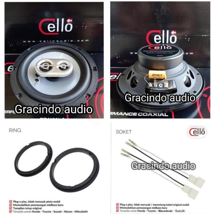 Speaker Coaxial 3way Cello + Ring + Kabel Soket PNP Suzuki Ertiga