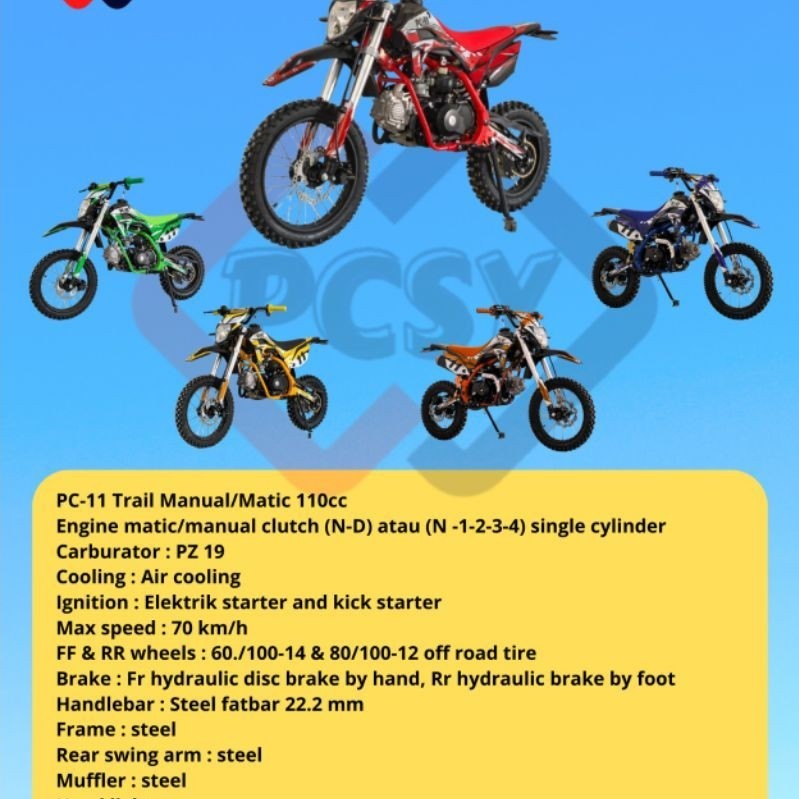 MEDIUM TRAIL PC 11 MANUAL  110CC 4TAK BASIC MESIN HONDA PREMIUM~ MOTOR TRAIL ANAK